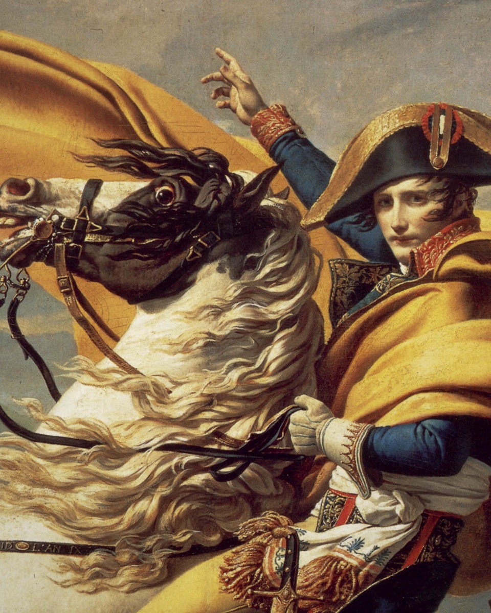 Napoleon Crossing the Alps — Jacques-Louis David (Malmaison), public domain
