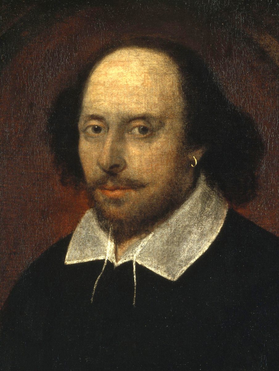 William Shakespeare — Chandos portrait, public domain